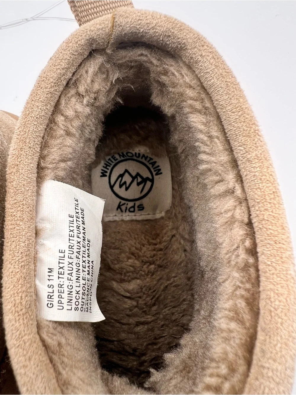 White Mountain Kids Girls 11M Inspo Chestnut Suede Faux Fur Ankle Boots